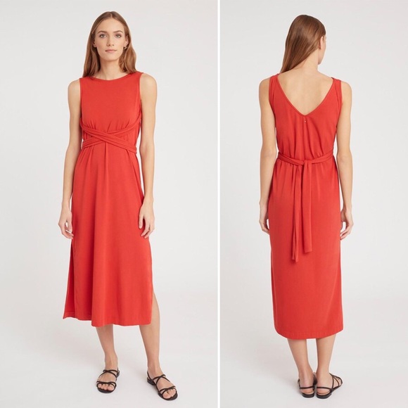 Cuyana Wrap Maxi Dress in Blood Orange Size M - Picture 2 of 10